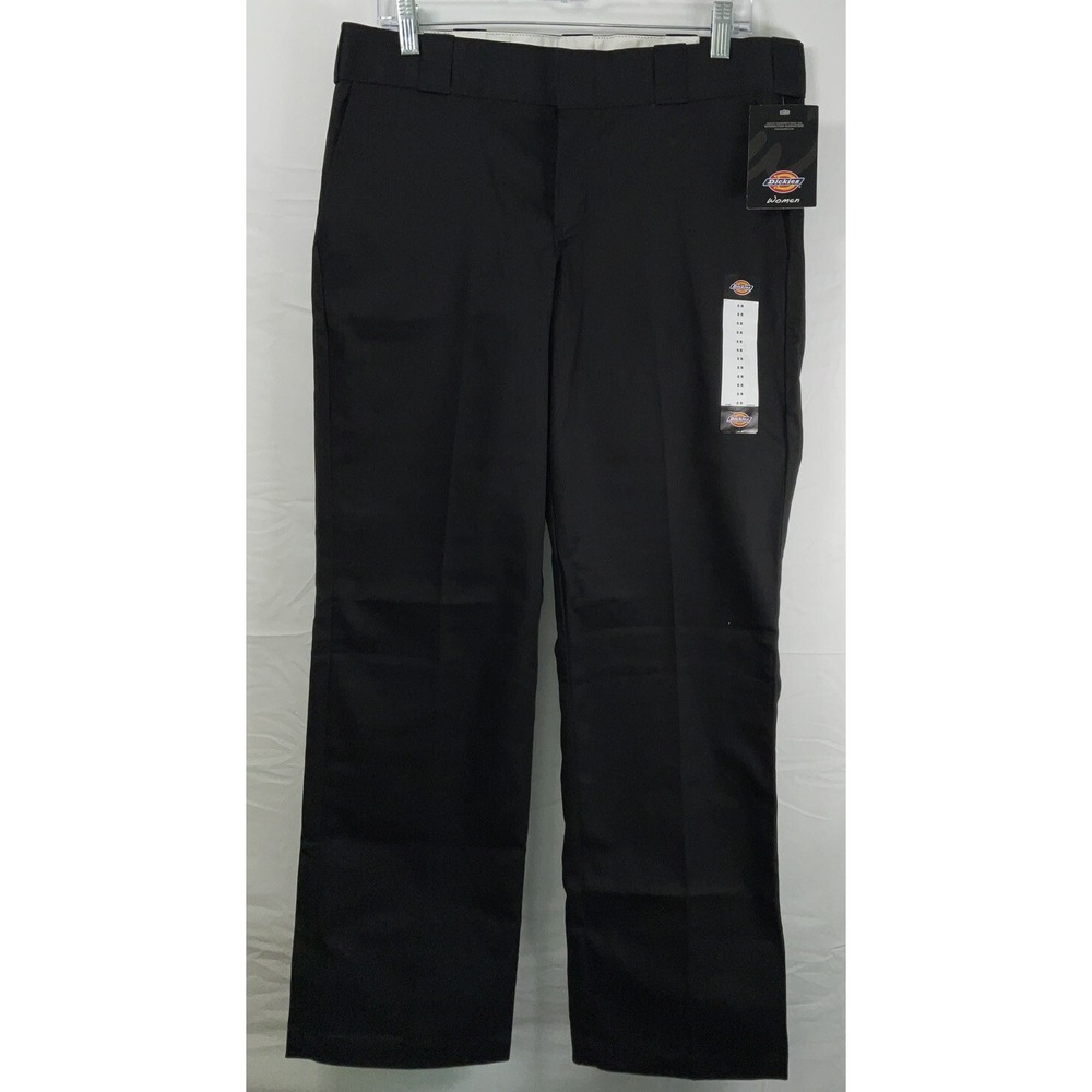 NWT Dickies Women 774‎ Low Rise Straight Leg Black Work Pants Size 8 R 32" X 31"